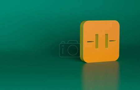 Photo for Orange Electrolytic capacitor icon isolated on green background. Minimalism concept. 3D render illustration. - Royalty Free Image