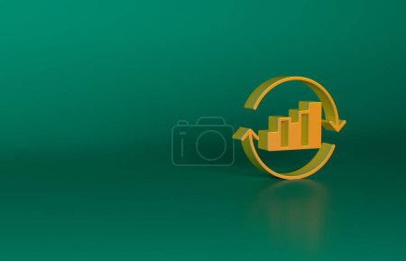 Photo for Orange Pie chart infographic icon isolated on green background. Diagram chart sign. Minimalism concept. 3D render illustration. - Royalty Free Image