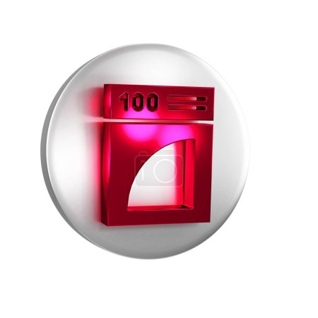 Photo for Red Coffee paper filter icon isolated on transparent background. Silver circle button.. - Royalty Free Image