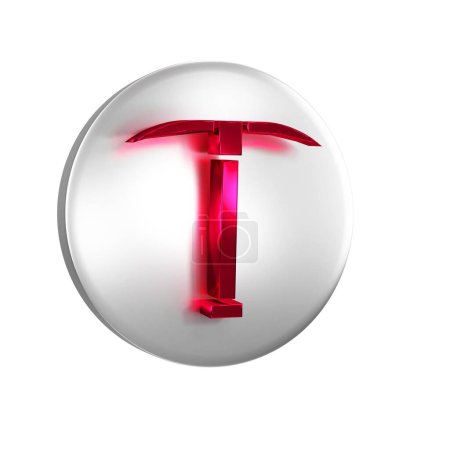 Foto de Red Pickaxe icono aislado sobre fondo transparente. Botón círculo de plata.. - Imagen libre de derechos