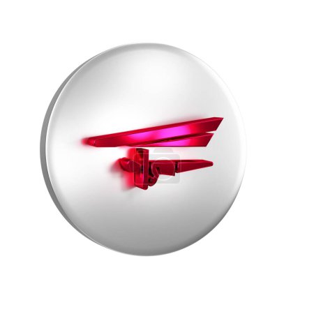 Photo for Red Hang glider icon isolated on transparent background. Extreme sport. Silver circle button.. - Royalty Free Image