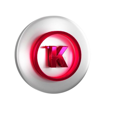 Foto de Icono Kelvin rojo aislado sobre fondo transparente. Botón círculo de plata.. - Imagen libre de derechos