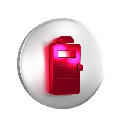 Photo for Red Police assault shield icon isolated on transparent background. Silver circle button.. - Royalty Free Image