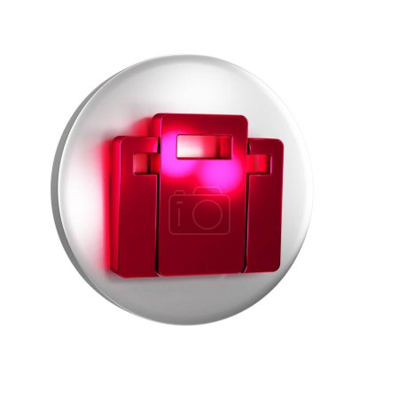 Photo for Red Police assault shield icon isolated on transparent background. Silver circle button.. - Royalty Free Image