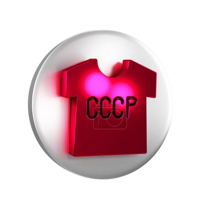 Téléchargez les photos : T-shirt rouge URSS icône isolé sur fond transparent. Bouton cercle argent.. - en image libre de droit