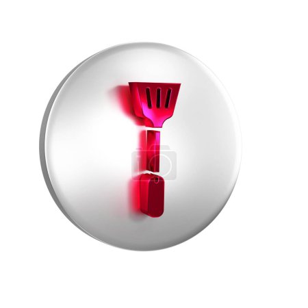 Photo for Red Fly swatter icon isolated on transparent background. Silver circle button.. - Royalty Free Image
