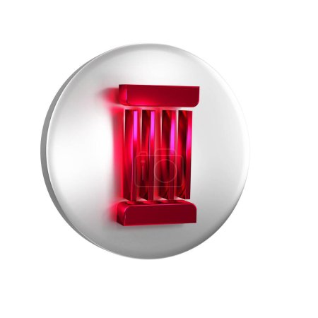 Photo for Red Ancient column icon isolated on transparent background. Silver circle button.. - Royalty Free Image
