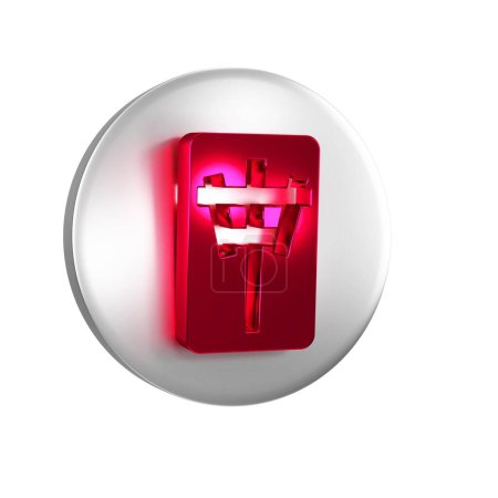 Foto de Piezas de Mahjong rojo icono aislado sobre fondo transparente. Mahjong chino juego de dragón rojo emoji. Botón círculo de plata. - Imagen libre de derechos