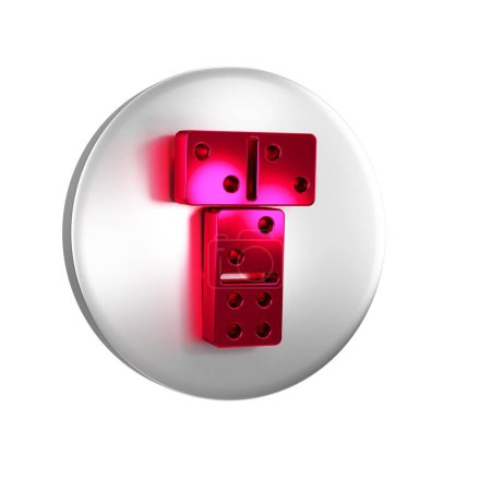 Foto de Icono de Domino rojo aislado sobre fondo transparente. Botón círculo de plata. - Imagen libre de derechos