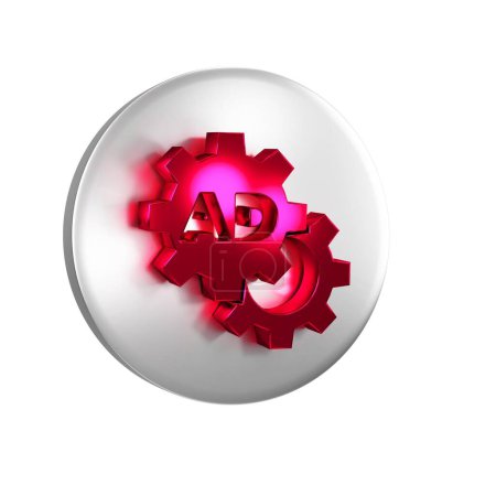 Photo for Red Advertising icon isolated on transparent background. Concept of marketing and promotion process. Responsive ads. Social media advertising. Silver circle button. - Royalty Free Image