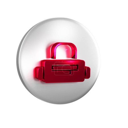 Photo for Red Sport bag icon isolated on transparent background. Silver circle button. - Royalty Free Image