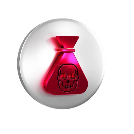 Foto de Icono de moneda pirata rojo aislado sobre fondo transparente. Botón círculo de plata. - Imagen libre de derechos