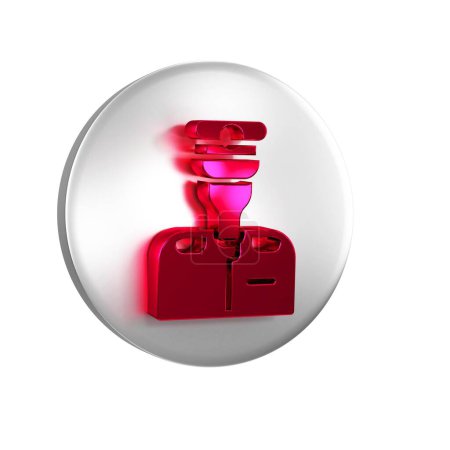 Photo for Red Captain of ship icon isolated on transparent background. Travel tourism nautical transport. Voyage passenger ship, cruise liner. Silver circle button. - Royalty Free Image