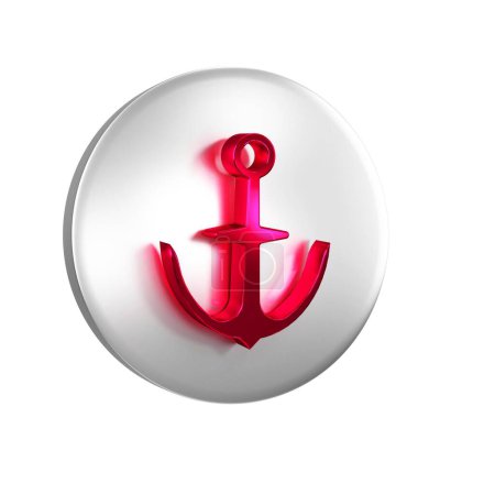 Photo for Red Anchor icon isolated on transparent background. Silver circle button. - Royalty Free Image