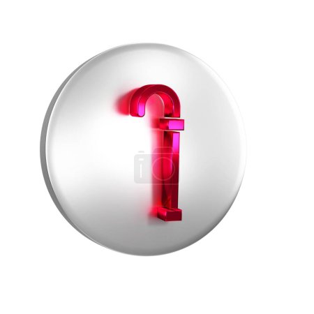 Photo for Red Walking stick cane icon isolated on transparent background. Silver circle button. - Royalty Free Image
