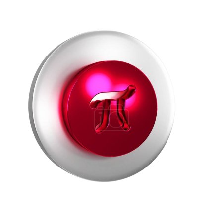 Téléchargez les photos : Icône symbole Pi rouge isolé sur fond transparent. Bouton cercle argent. - en image libre de droit