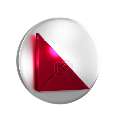 Téléchargez les photos : Bissecteur d'angle rouge d'une icône triangle isolée sur fond transparent. Bouton cercle argent. - en image libre de droit