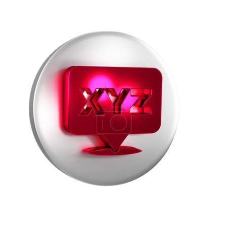 Téléchargez les photos : Icône rouge du système de coordonnées XYZ isolée sur fond transparent. Axe XYZ pour l'affichage des statistiques graphiques. Bouton cercle argent. - en image libre de droit