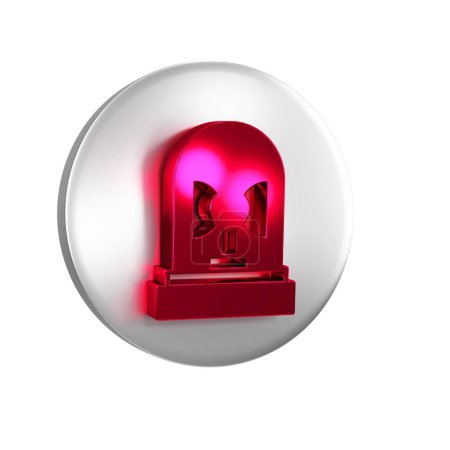 Photo for Red Flasher siren icon isolated on transparent background. Emergency flashing siren. Silver circle button. - Royalty Free Image