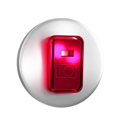Photo for Red Police assault shield icon isolated on transparent background. Silver circle button. - Royalty Free Image