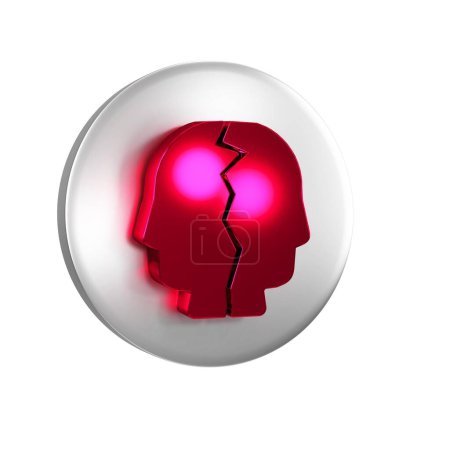 Photo for Red Bipolar disorder icon isolated on transparent background. Silver circle button. - Royalty Free Image