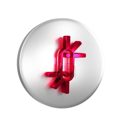 Photo for Red Tool allen keys icon isolated on transparent background. Silver circle button. - Royalty Free Image