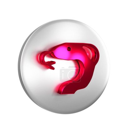 Photo for Red Snake icon isolated on transparent background. Silver circle button. - Royalty Free Image