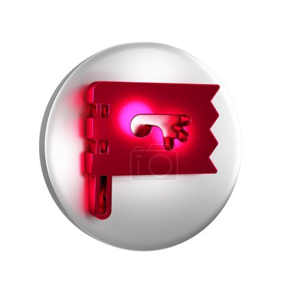 Photo for Red Viking flag icon isolated on transparent background. Silver circle button. - Royalty Free Image