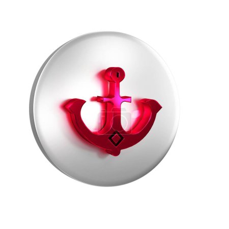Photo for Red Anchor icon isolated on transparent background. Silver circle button. - Royalty Free Image
