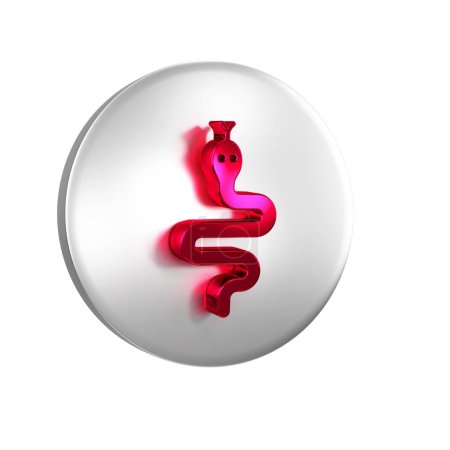 Photo for Red Snake icon isolated on transparent background. Silver circle button. - Royalty Free Image