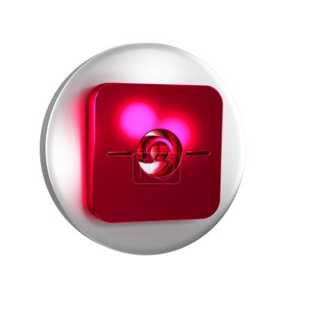 Téléchargez les photos : Icône Ohmmètre rouge isolée sur fond transparent. Bouton cercle argent. - en image libre de droit