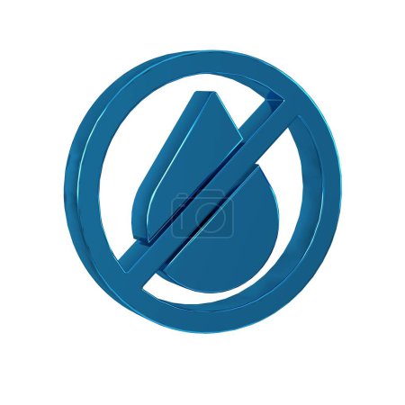 Photo for Blue Water drop forbidden icon isolated on transparent background. No water sign. . - Royalty Free Image