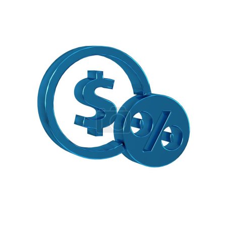 Photo for Blue Money coin with percent icon isolated on transparent background. Cash Banking currency sign. . - Royalty Free Image