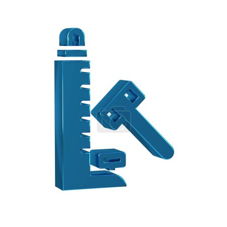 Photo for Blue High striker attraction with big hammer icon isolated on transparent background. Attraction for measuring strength. Amusement park. . - Royalty Free Image