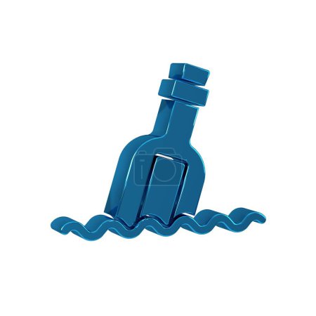 Photo for Blue Glass bottle with a message in water icon isolated on transparent background. Letter in the bottle. Pirates symbol. . - Royalty Free Image