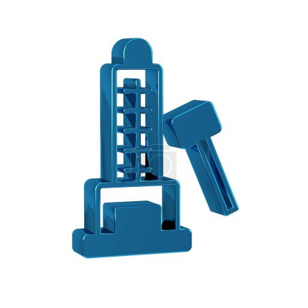 Photo for Blue High striker attraction with big hammer icon isolated on transparent background. Attraction for measuring strength. Amusement park. . - Royalty Free Image