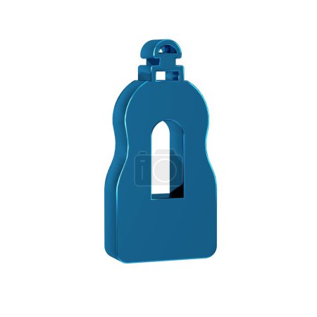 Foto de Icono de la botella de líquido lavavajillas azul aislado sobre fondo transparente. Detergente líquido para lavar platos. . - Imagen libre de derechos
