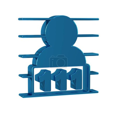Photo for Blue Suspect criminal icon isolated on transparent background. The criminal in prison, suspected near the board. . - Royalty Free Image