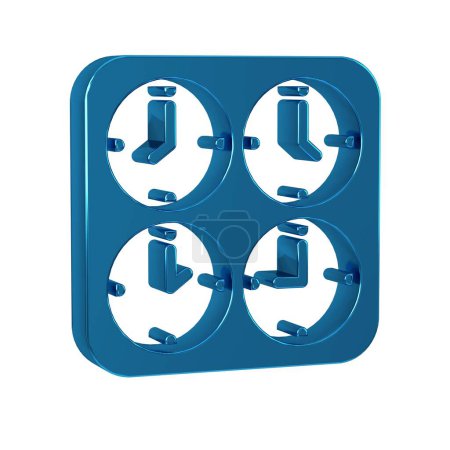 Photo for Blue Time zone clocks icon isolated on transparent background. - Royalty Free Image