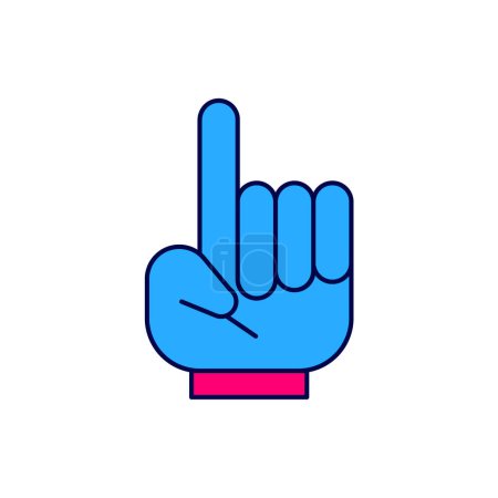 Ilustración de Esquema relleno Número 1 un guante de mano del ventilador con el dedo levantado icono aislado sobre fondo blanco. Símbolo de apoyo del equipo en las competiciones. Vector - Imagen libre de derechos