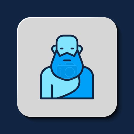 Illustration for Filled outline Socrates icon isolated on blue background. Sokrat ancient greek Athenes ancient philosophy.  Vector - Royalty Free Image
