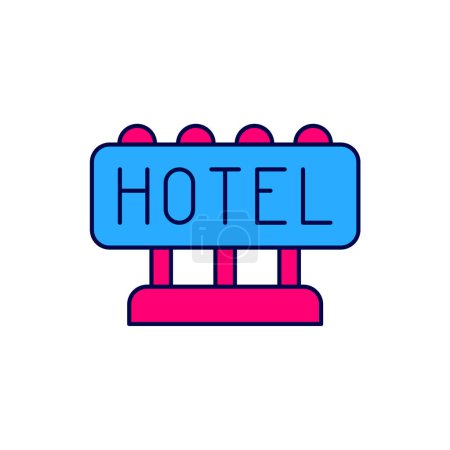 Ilustración de Esquema rellenado Letrero Publicidad exterior con texto Icono del hotel aislado sobre fondo blanco. Vector - Imagen libre de derechos