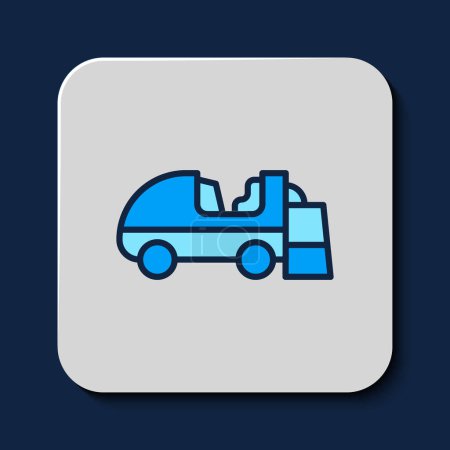 Illustration for Filled outline Ice resurfacer icon isolated on blue background. Ice resurfacing machine on rink. Cleaner for ice rink and stadium.  Vector - Royalty Free Image