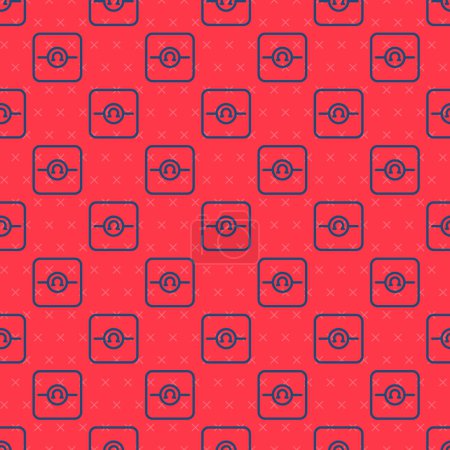 Illustration for Blue line Ohmmeter icon isolated seamless pattern on red background.  Vector - Royalty Free Image