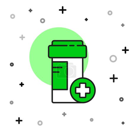 Filled outline Medicine bottle icon isolated on white background. Bottle pill sign. Pharmacy design. Vector.