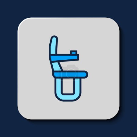 Ilustración de Filled outline Airplane seat icon isolated on blue background. Vector. - Imagen libre de derechos