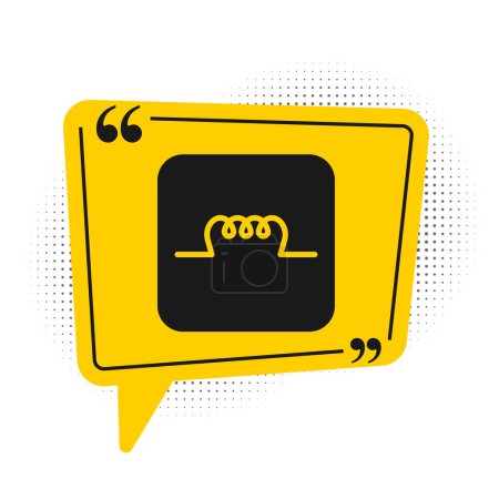 Téléchargez les illustrations : Black Inductor in electronic circuit icon isolated on white background. Yellow speech bubble symbol. Vector - en licence libre de droit