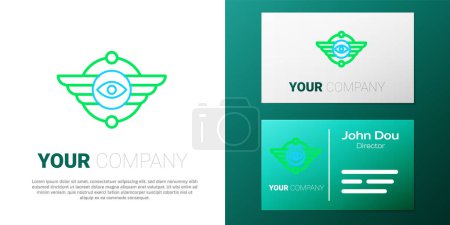 Illustration for Line Egyptian symbol Winged sun icon isolated on white background. Colorful outline concept. Vector - Royalty Free Image