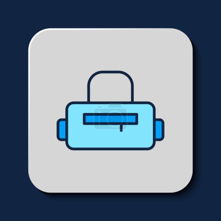 Illustration for Filled outline Sport bag icon isolated on blue background. Vector. - Royalty Free Image
