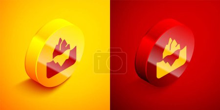 Illustration for Isometric Iceberg icon isolated on orange and red background. Circle button. Vector - Royalty Free Image